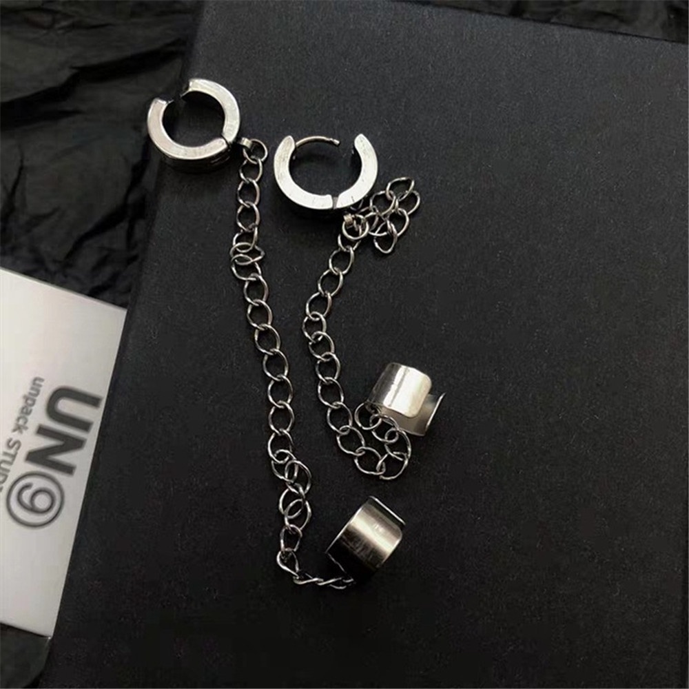 1 Buah 1 PC INS Kreatif Stainless Steel Rantai Stud Anting-Anting Telinga Tulang Klip Hip Hop