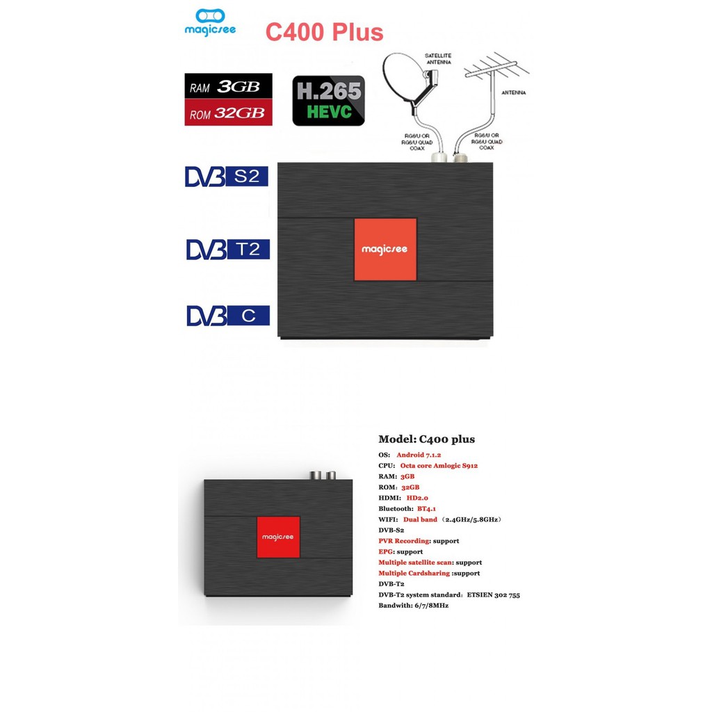 TV BOX MagicSee C400 Plus Hybrid RAM 3GB-32GB Android