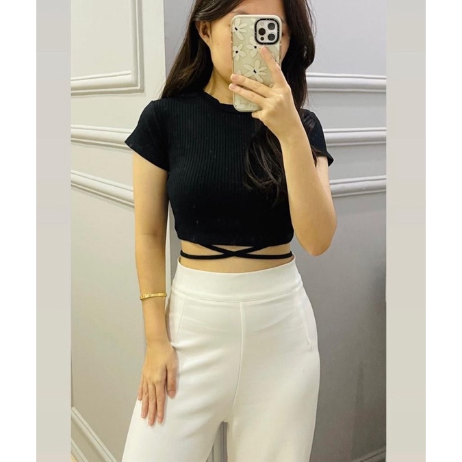 Rope hailey crop top / crop top basic / korean crop top tali / top tali