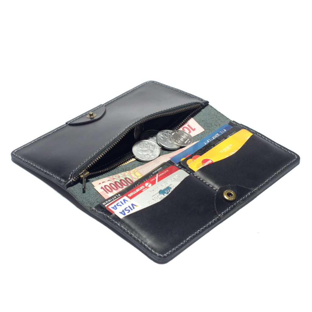 dompet cewek model panjang - long wallet kulit asli hitam  PHWL709