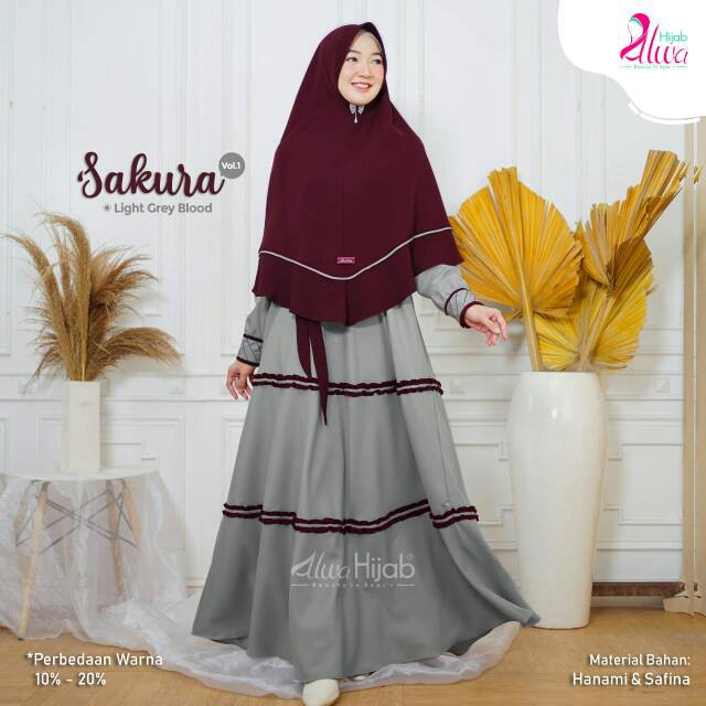 Gamis Sakura | Gamis Syari saja Terlaris | Gamis Moscrep Premium-1
