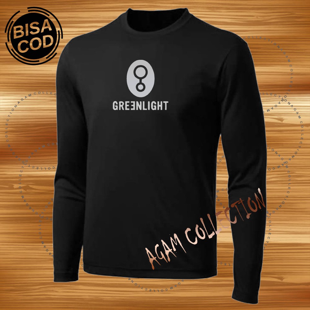 Agam Collection Baju Kaos Distro Greenlight 008 Text Silver Panjang Premium Quality