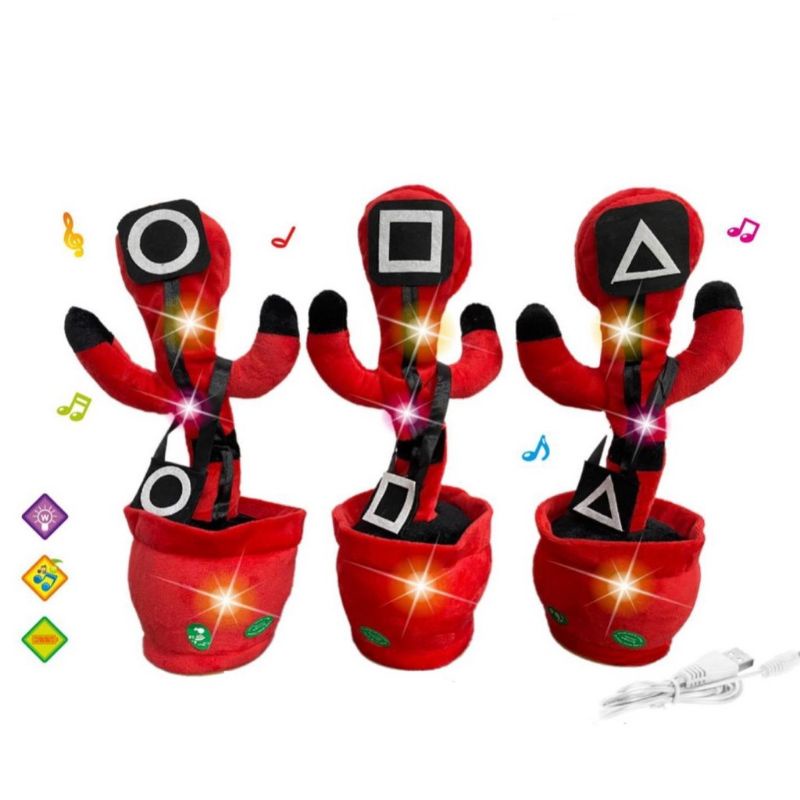 MAINAN VIRAL TERBARU KAKTUS  GOYANG JOGET SQUID GAME + BISA REKAM SUARA + LAMPU + MUSIC