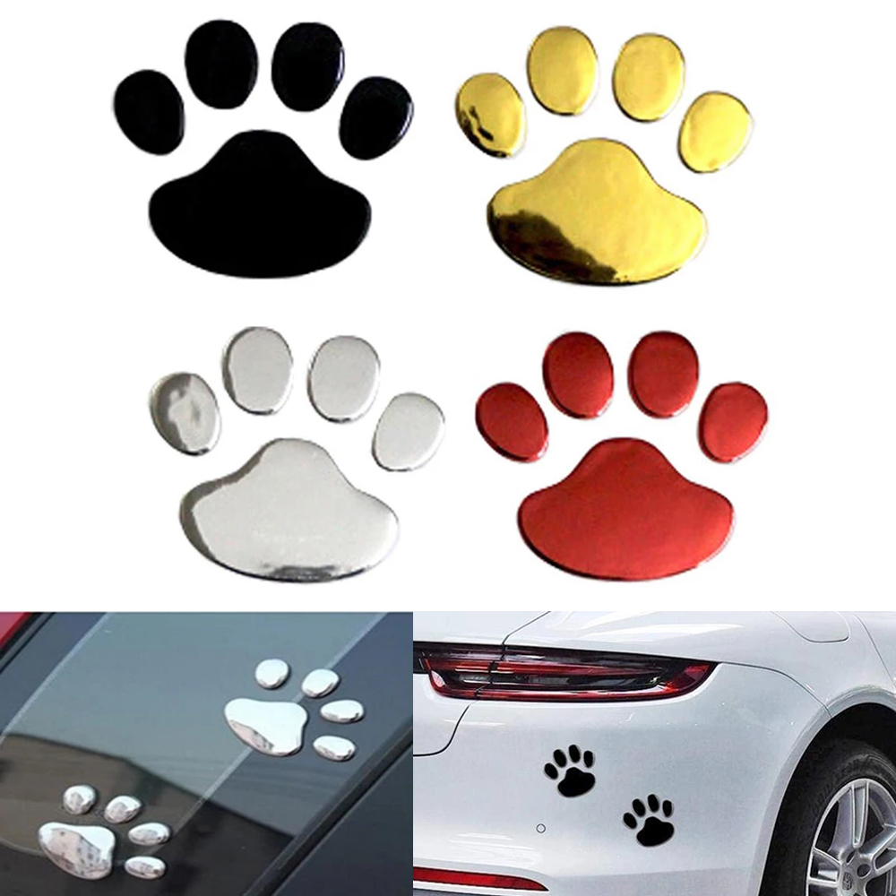 Lanfy 2pcs / Set Stiker Decal Motif Telapak Kaki Anjing / Kucing Bahan Pvc Untuk Dekorasi Pintu / Jendela / Bumper Mobil