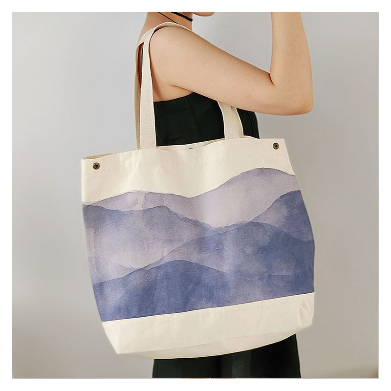 TC-11 tas canvas tote bag wanita import korea jepang simple besar watercolor