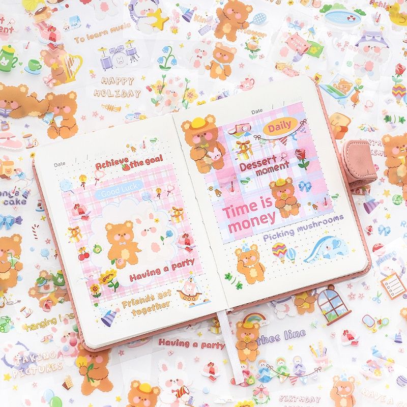 

STICKER DECO BEAR BUNNY ANTI AIR STIKER DEKORASI PHOTOCARD JOURNAL BOOK WATERPROOF STIKER MOTIF LUCU (SHARING)