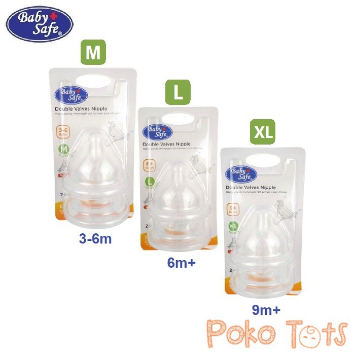 Baby Safe Nipple Wide Neck Isi 2pcs Double Valves Dot Bayi WideNeck Baby Safe WHS