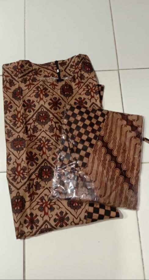 Tey-17 Batik Wanita Asj Sa Hrb026 Kenongo Kemeja Tosca Pendek
