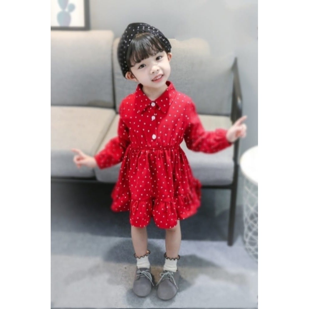 TokoMilkan Dress Anak Perempuan Motif Polka Lucu | Pakaian Anak Umur 1-6 Tahun