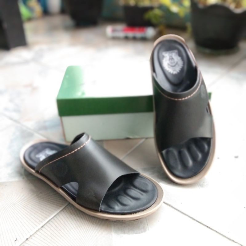 Sandal pria kulit lancas terbaru sendal cowo casual kulit