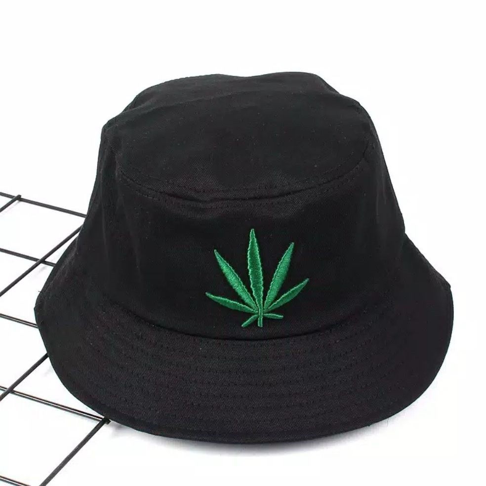 Topi Bucket Bordir Daun / Bucket Bordir / Arshila_fashion