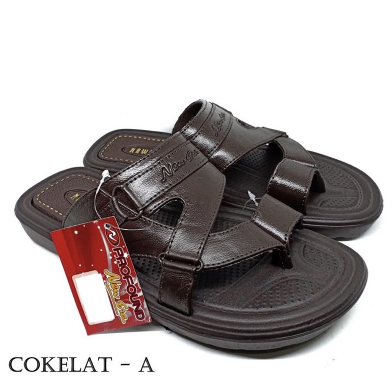 Sendal NEW ERA Slop Pria Laki Kulit Leather Sintetis Sandal Man