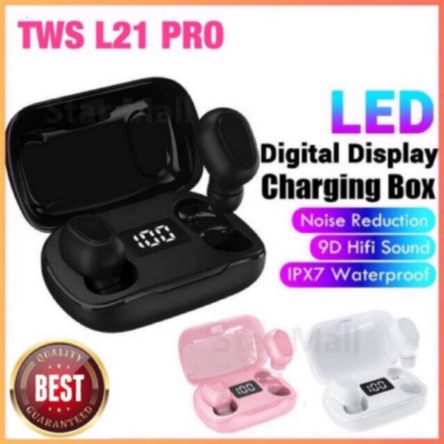 TWS L21 PRO Earphone Wireless Bluetooth Untuk Android & IPhone versi 5.0