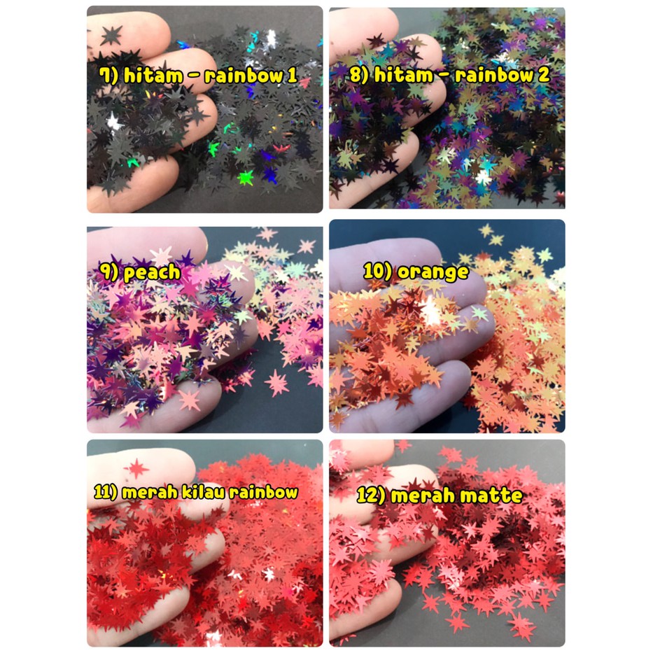 glitter bintang hexagon star bintang delapan titik nail art glitter
