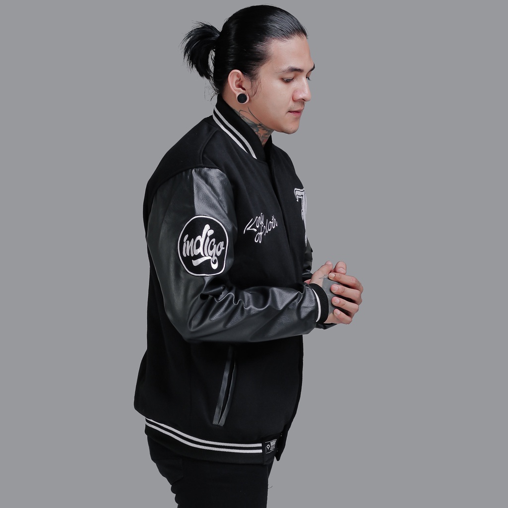 JAKET BASEBALL VARSITY FULL BORDIR BRANDED INDIGO