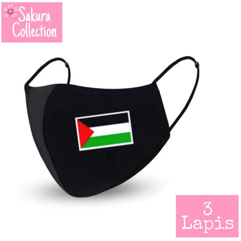 Masker PALESTINA / PALESTINE Kain 3 ply/ Lapis Scuba Anak Dewasa Earloop