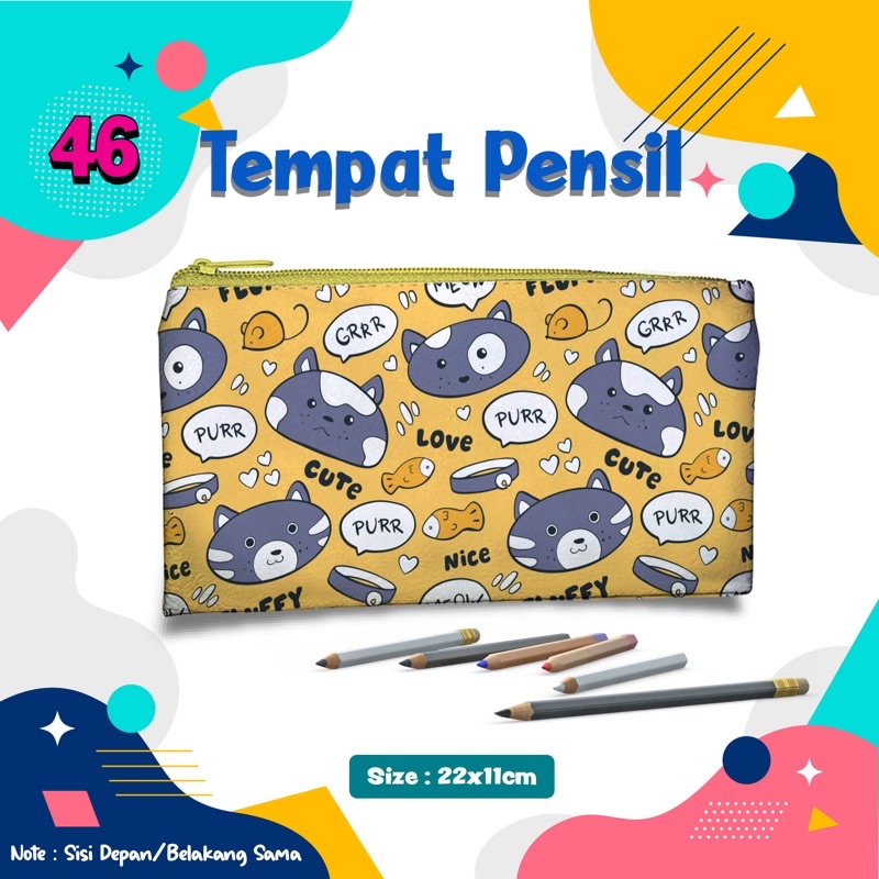 

Pencil Case Cat Cute Kucing 046 Tempat Pensil Dompet Wadah Custom Nama Foto souvenir Kotak Pouch