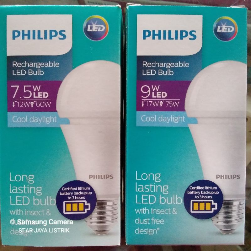 Philips Rechargable LED Bulb~Lampu Emergency/Lampu Magic 7,5W &amp; 9W (Otomatis Menyala Saat Listrik Padam)