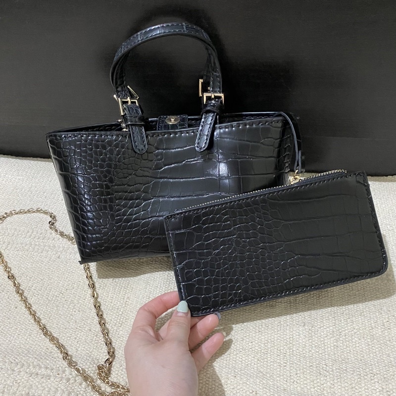 ZARA MINI CROCO SHOPPER BAG