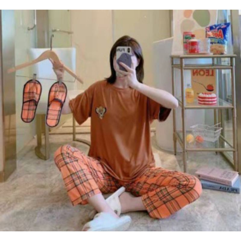 Stelan Oversize 7/8/Cp stelan Wanita Korean style/Piyama Import Wanita BT21 Tata RJ Cooky BTS C12-C1