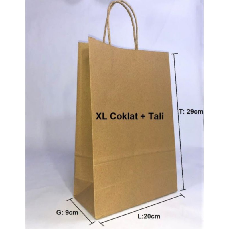 

(10 Pcs) Paperbag cokelat tali XL