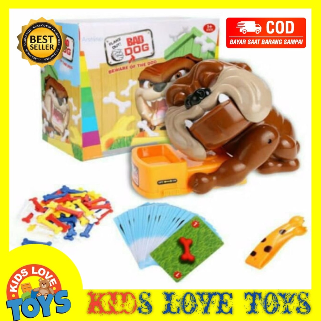Yun MAINAN ANAK CAREFUL BEWARE BAD DOG ANJING GIGIT TULANG + KARTU MAINAN KELUARGA FAMILY PROMO