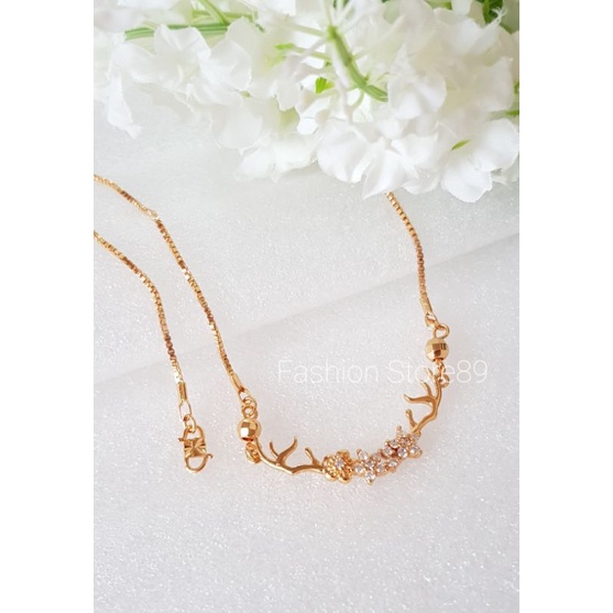 Kalung Koye Fashion Import xuping motif Bunga permata 3 perhiasan lapis emas 18k