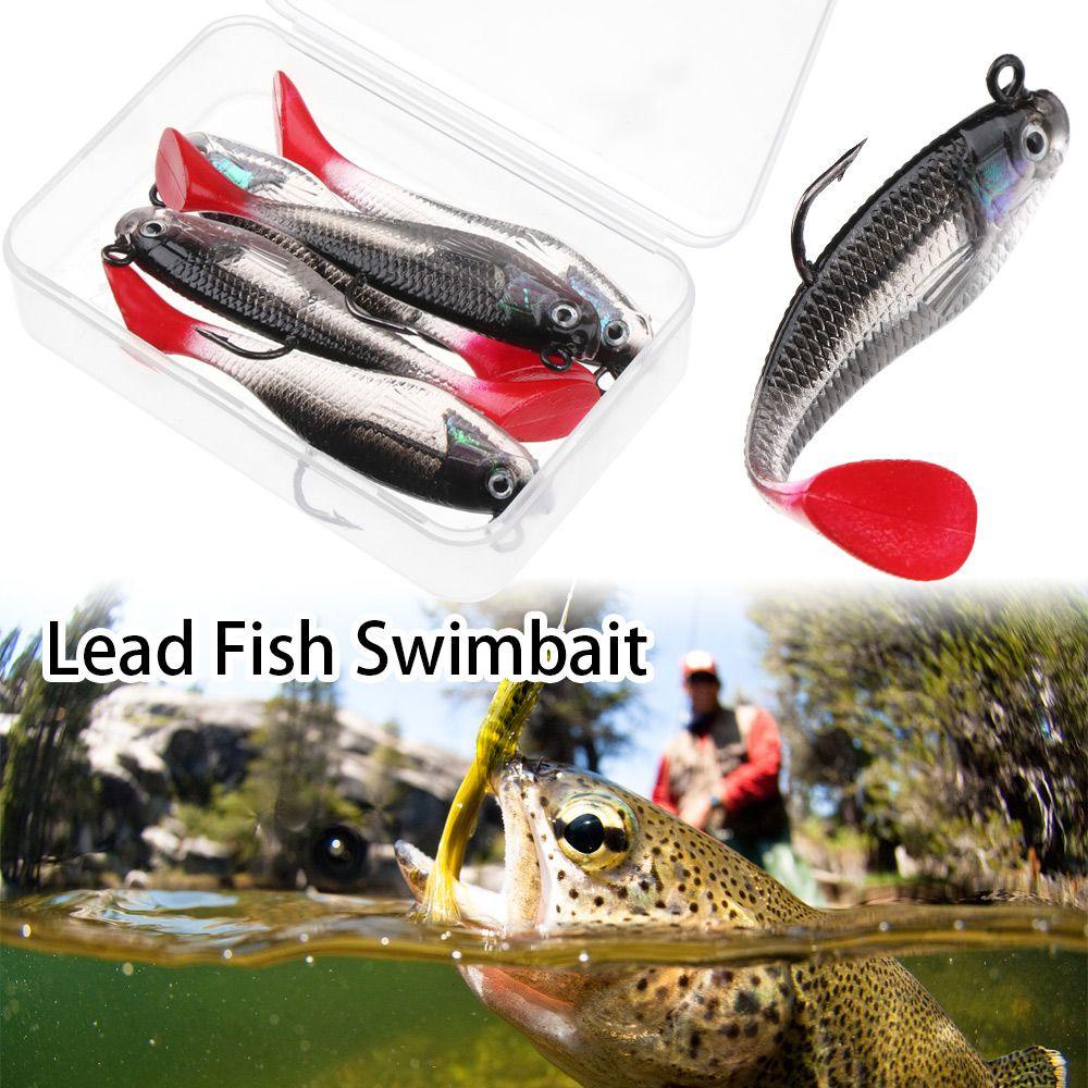 TOP 5pcs /Box Lure 9.5g /80mm Perlengkapan Ikan T Ekor Memimpin Ikan Swimbait