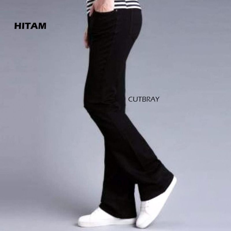 Celana jeans / Celana Jeans Cutbray Pria / Jeans Bootcut / Jeans Hitam