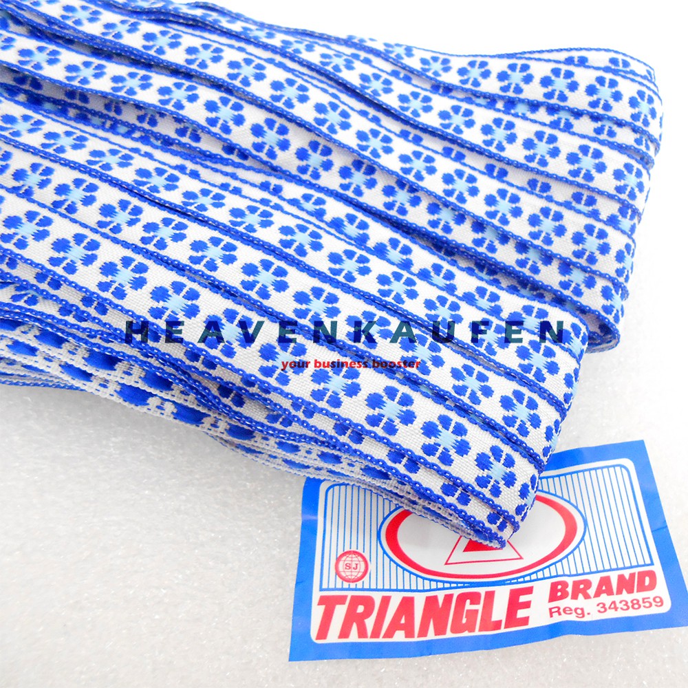 Pita Renda 1 cm Motif Bunga Warna Biru Per Rol isi 22 Meter Untuk Renda Tepi Taplak Mukena Craft Dll