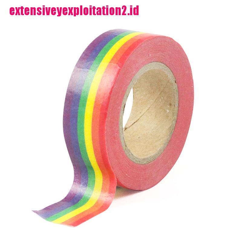 &lt; E2id &amp; &gt; 10m / Roll Tape Warna Pelangi Untuk Dekorasi Album Foto / Scrapbook Diy