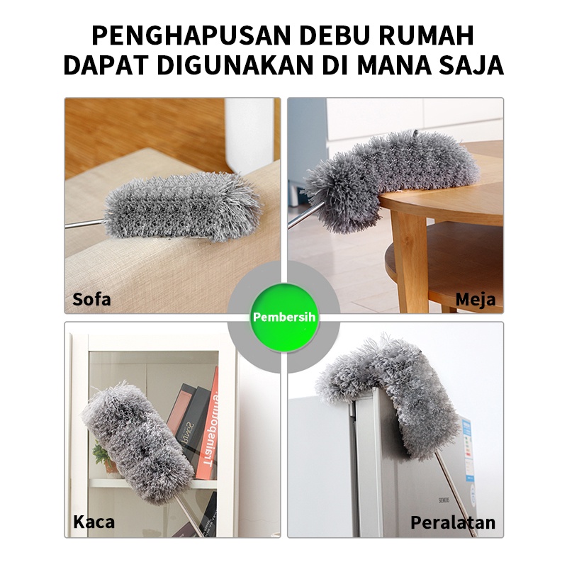 ISKU Sapu Sawang plafon panjang/Kemoceng panjang pembersih langit rumah/kemoceng fleksibel /kemoceng tarik tekuk teleskopik/kemoceng mikro fiber/kemoceng fleksibel tekuk sulak/kemoceng adjustabl serbaguna/2 in 1 Sapu langit gagang panjang