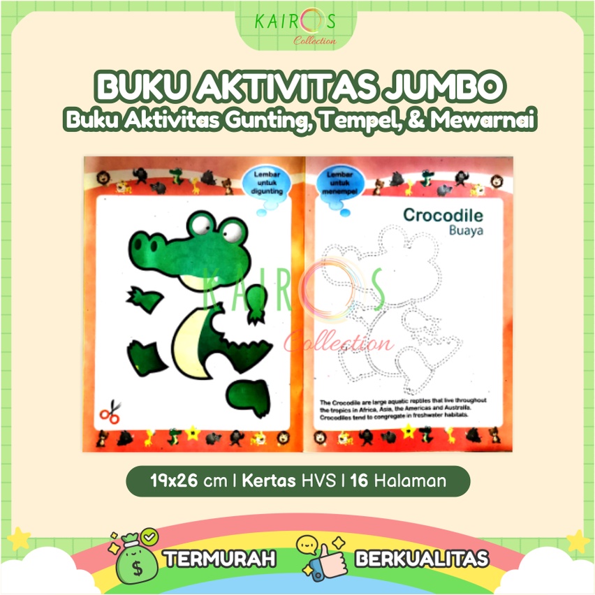 Buku Aktivitas Anak Jumbo - Gunting, Tempel dan Mewarnai (Activity Book) Buku Gunting Tempel Jumbo