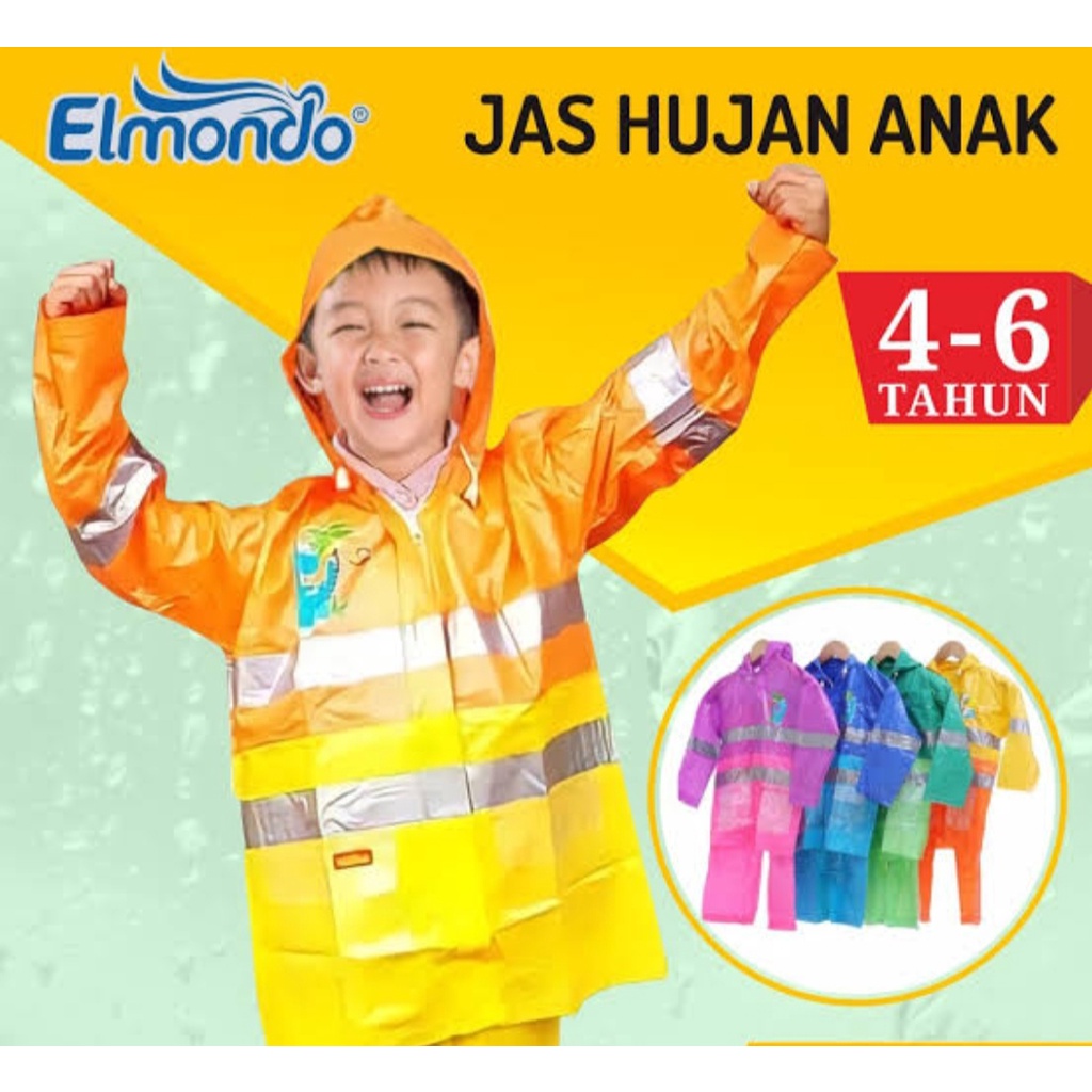 jas hujan stelan elmondo anak kecil/mini kid 4 sampai 6 tahun