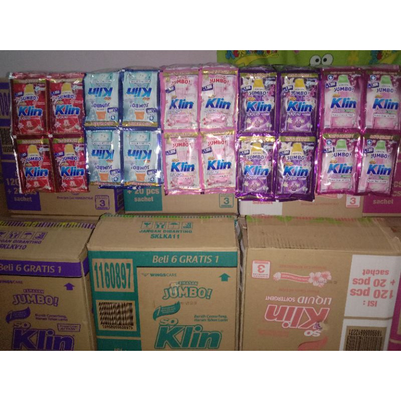 SOKLIN Cair Liquid Jumbo 1 Renceng Isi 14 Sachet UK 43Ml Kemasan 1000