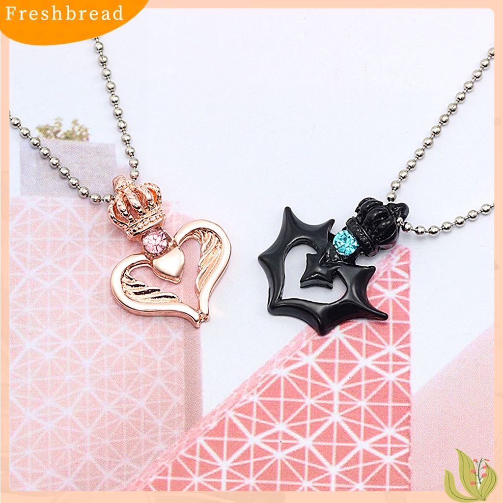 Terlaris 2Pcs Her King His Queen Letter Couple Face Pendant Heart Necklace Jewelry Gift