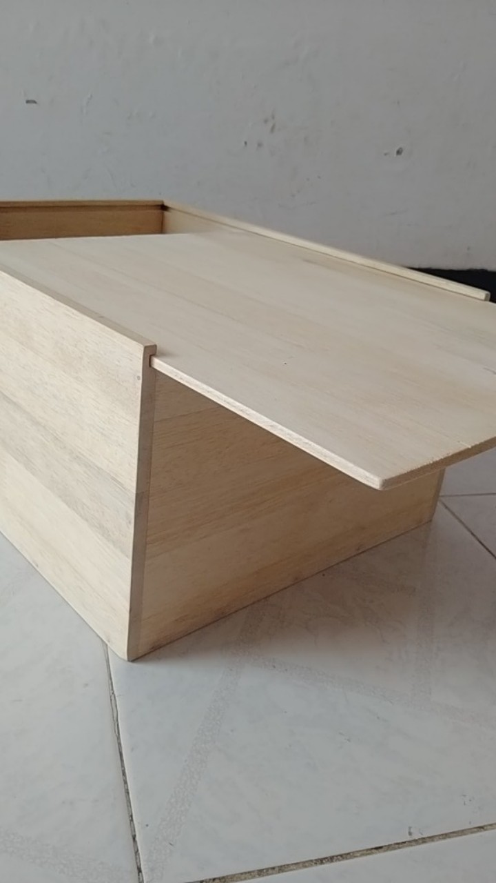 Kotak Kayu Halus / Sliding Box / Wooden Rack Box / Gift Box Kayu Kotak Besar / Murah