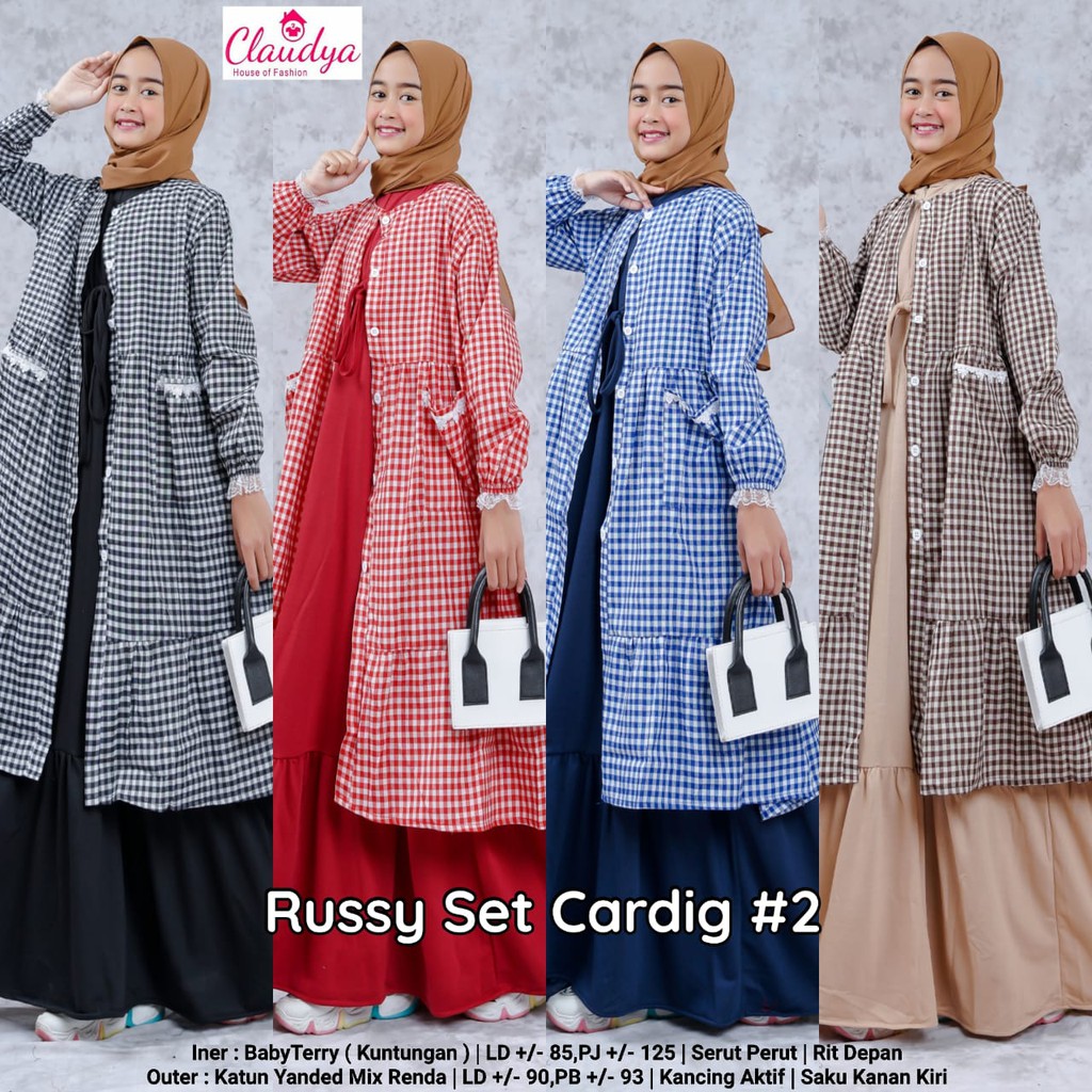 RUSSY SET CARDIG #2 GAMIS ANAK REMAJA ORI CLAUDYA