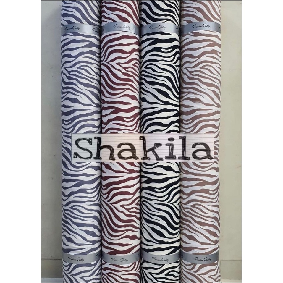 Kain Shakila Premium Motif Loreng Zebra harga setengah meter