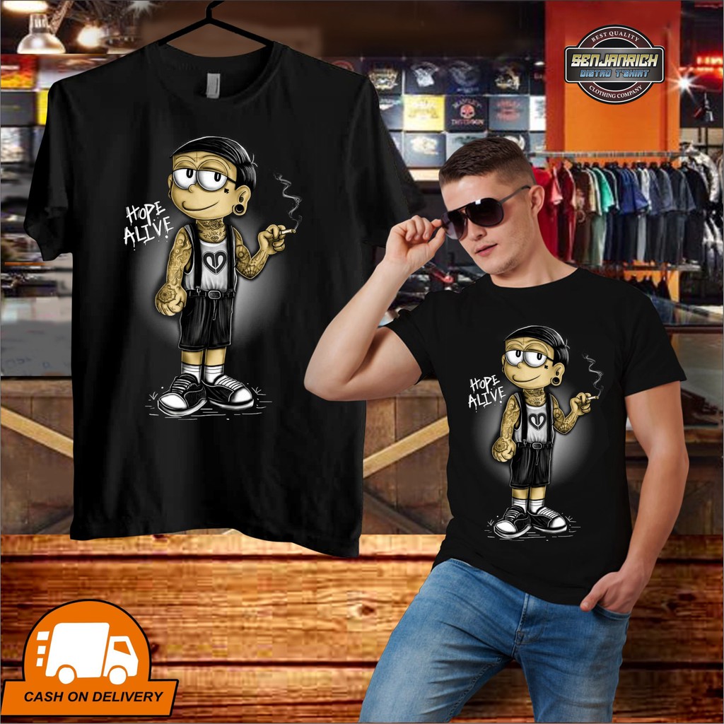KAOS DISTRO COWOK BAHAN COTTON COMBED HITAM by SENJANRICH-NOBITA
