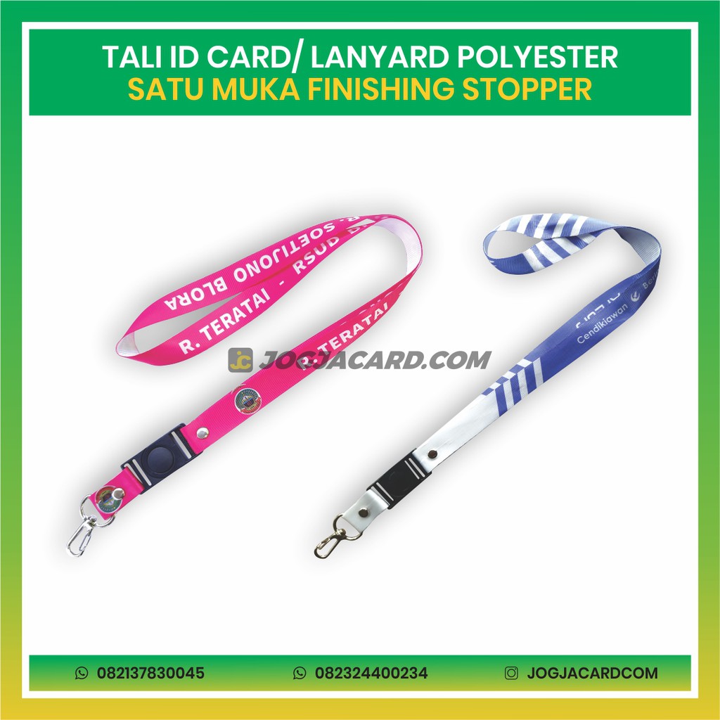 Jual Tali Id Card Polyester Satu Muka Stopper Tali Id Card