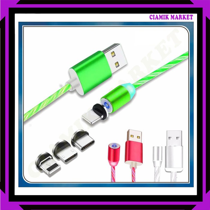 KABEL DATA MAGNETIC FAST CHARGING LED 3IN1 - KABEL USB - KABEL CHARGER - FAST CHARGING -CHARGER