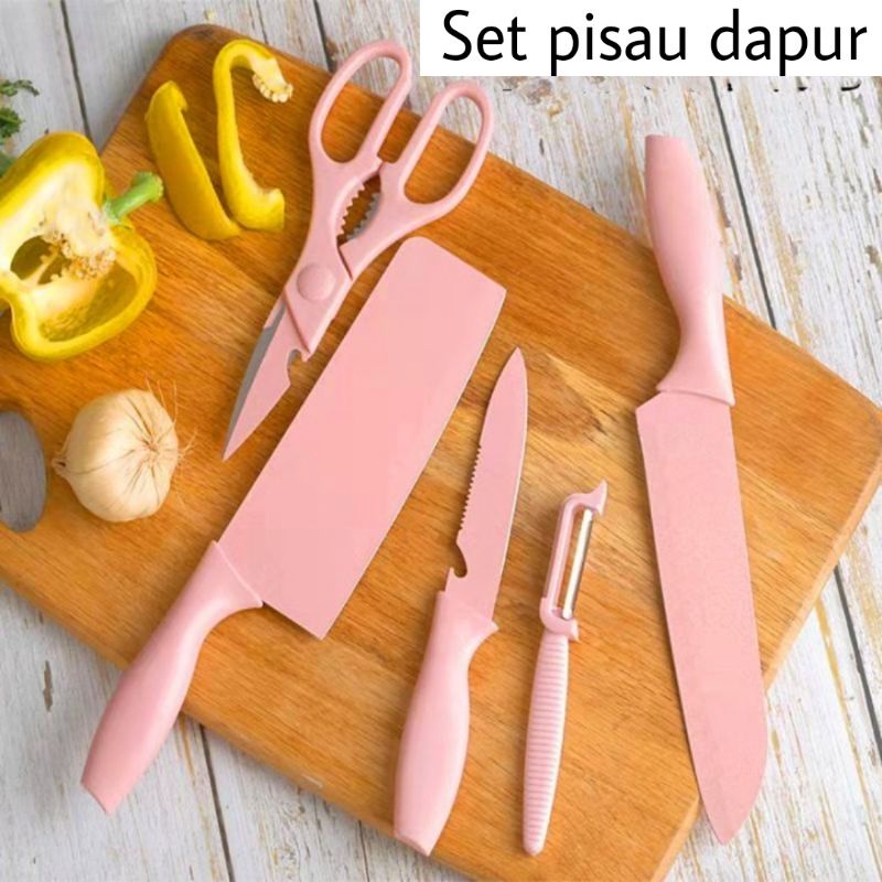 Pisau dapur set 6 in 1