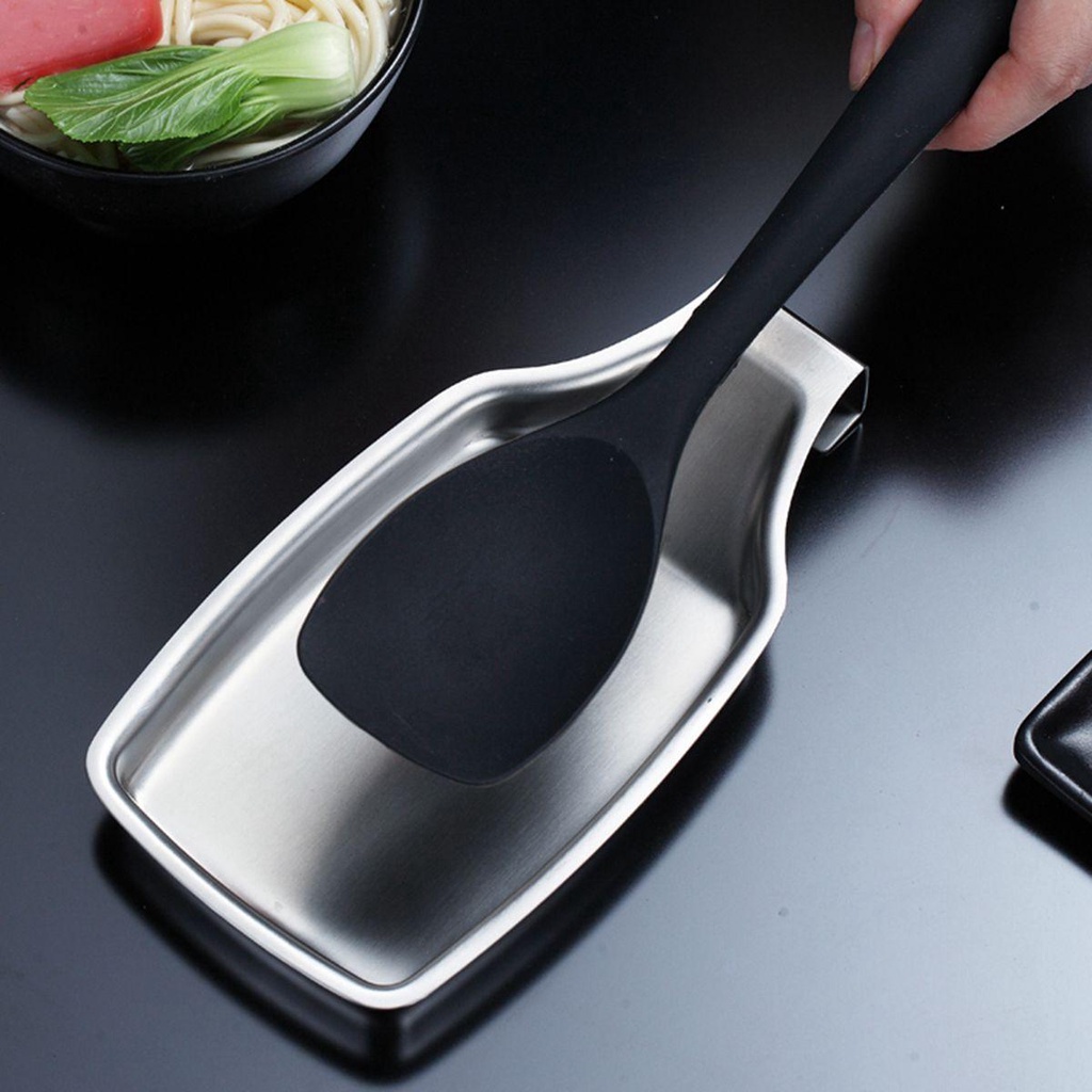 REBUY Sendok Istirahat Restoran Rumah Stainless Steel Peralatan Masak Alat Makan Meja Spatula Berdiri