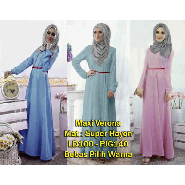 [Maxy Verona varian warna SW] maxi muslim wanita rayon TOSCA/BIRUMUDA/SOFTPINK