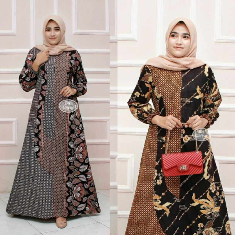 baju gamis batik terbaru firal masa kini sragenan busui jumbo