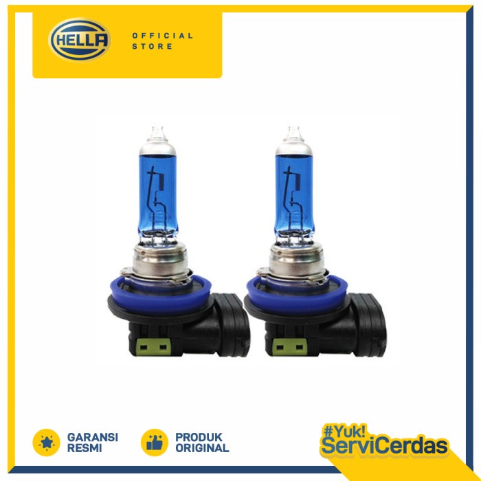 HELLA Bohlam Mobil H11 12V 55W 4400K Power Bleu - Bohlam Mobil / Lampu Mobil