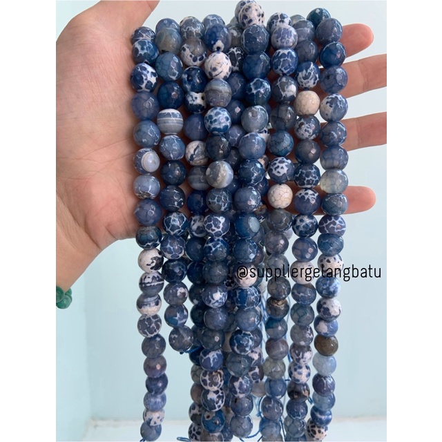 batu alam sodalite serat FACETED 12mm cutting amethys aksesoris craft