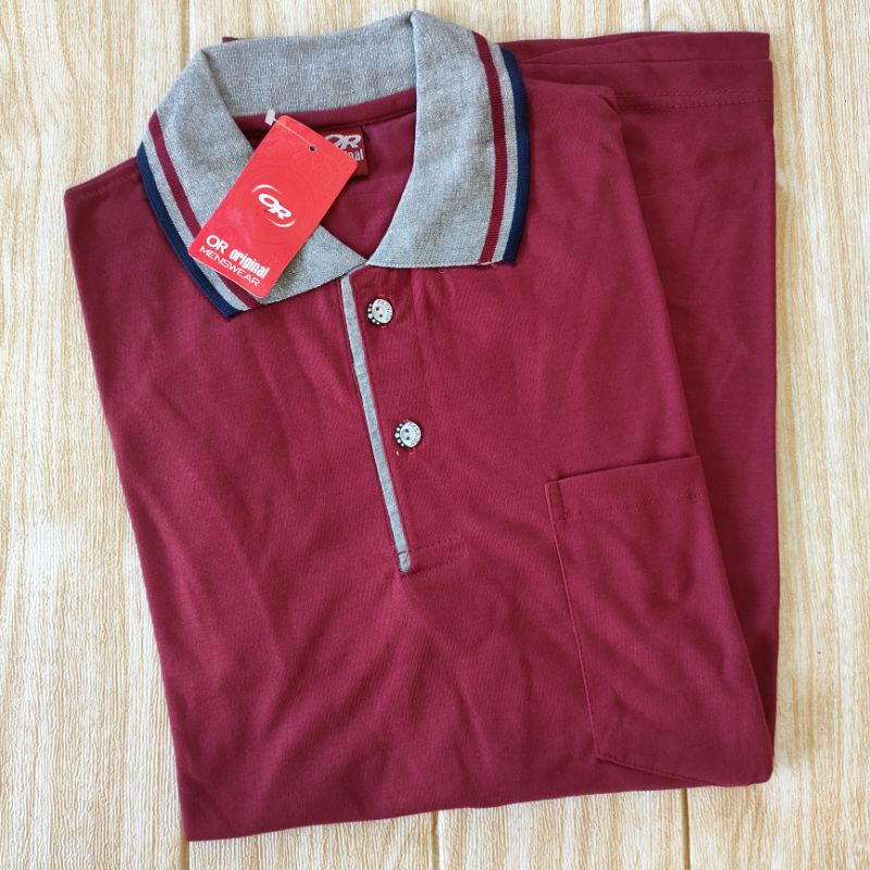 Kaos krah pria dewasa polos saku lengan pendek allsize XL