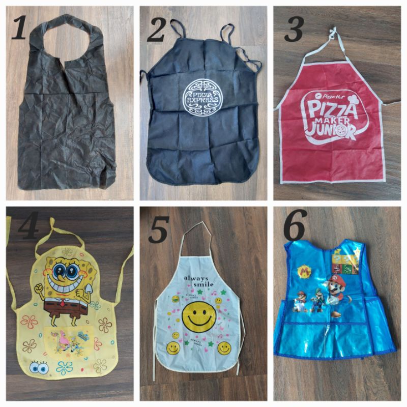 NEW PRELOVED apron celemek anak Pizza HUT Express Marzano MARIO SPONGE